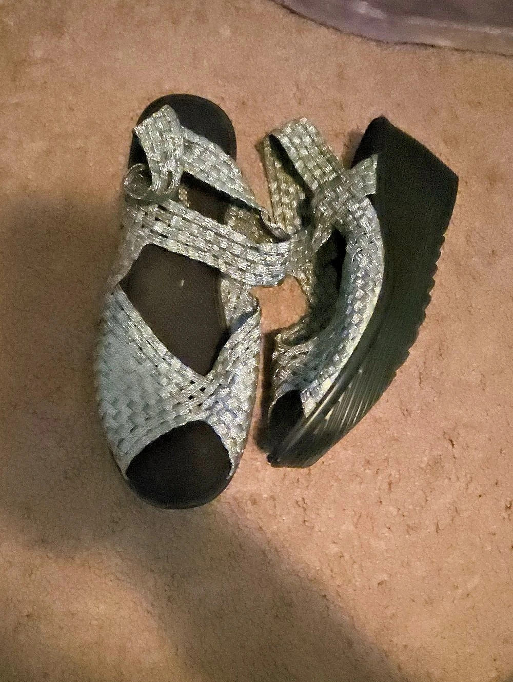 Silver Embellished Sandals 7.5